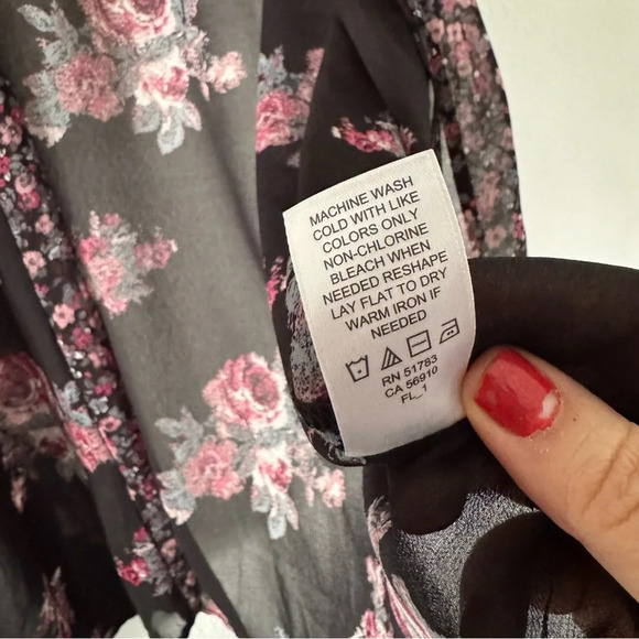 Maurices Black Floral Kimono S/M Boho Sheer Flowy Summer Chic Feminine Layering - Picture 9 of 11